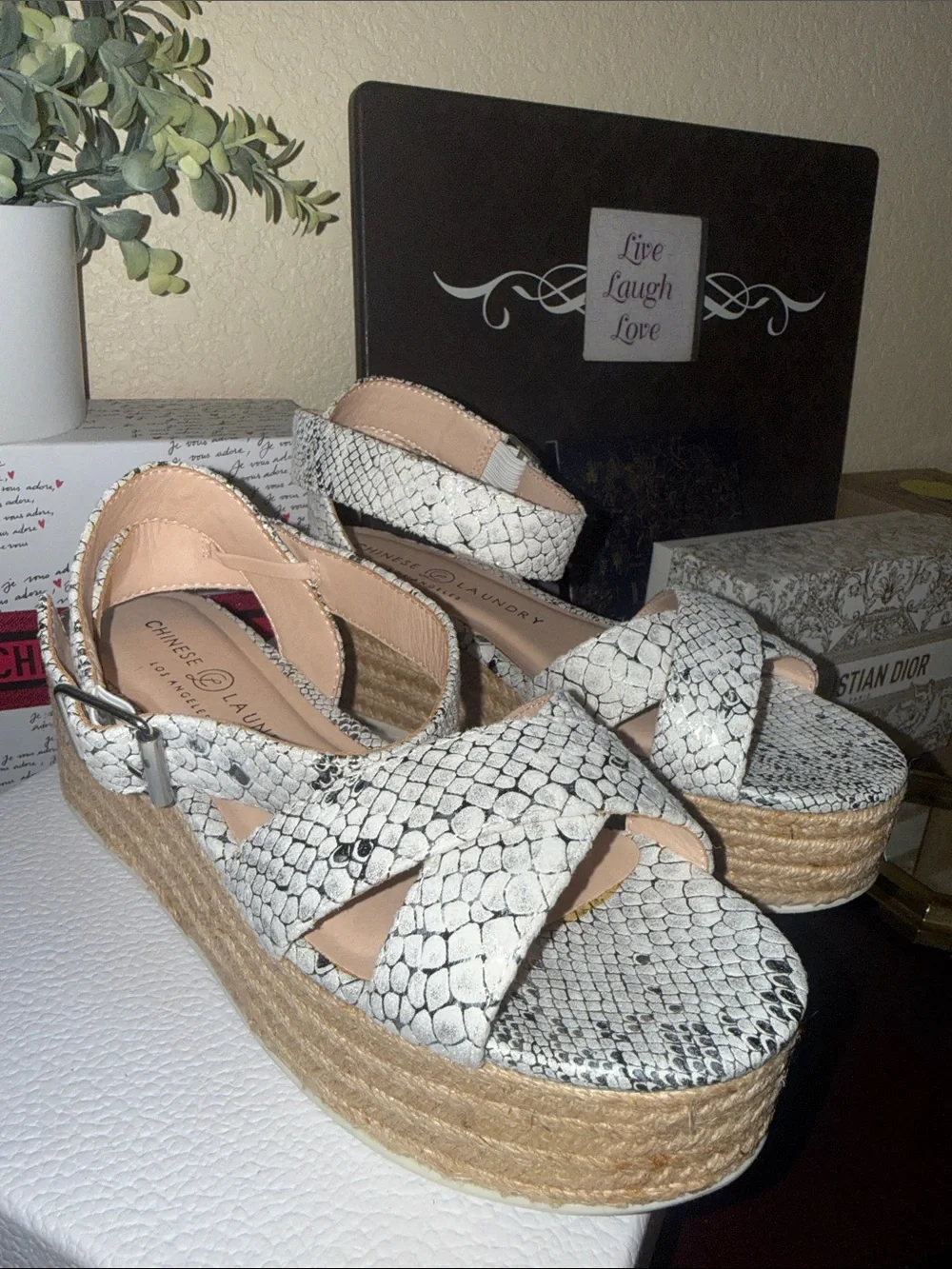 Chinese Laundry Snake Print Espadrille Platform Sandals Size 6.5 | NWOT